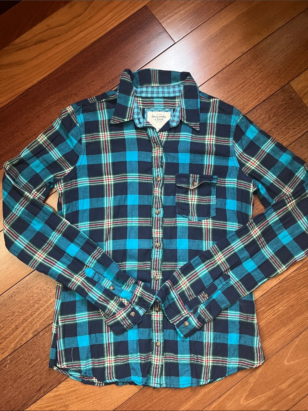 NWOT Y2K Abercrombie Moose Logo Flannel Plaid Shirt